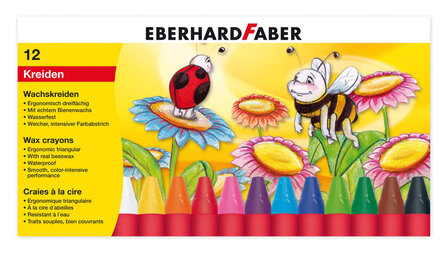 Eberhard Faber EF-524010 Waskrijt Driekantig Watervast Etui &agrave; 12 Stuks