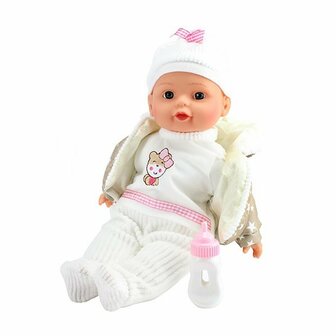 Beau Babypop 32 cm + Winter Outfit en Flesje