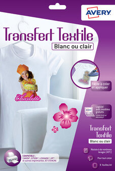 Avery AV-C9405-8 Transferfolie T-shirt A4 Transparant Doos A 8 Vel