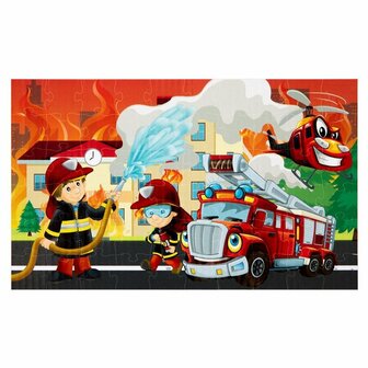 Vloerpuzzel Brandweer 58x39 cm 60 Stukjes