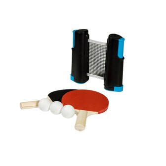 SportX Oprolbaar Tafeltennisnet + 2 Bats + 2 Ballen