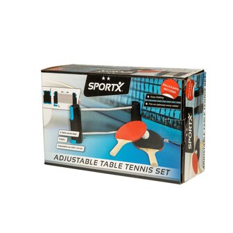 SportX Oprolbaar Tafeltennisnet + 2 Bats + 2 Ballen