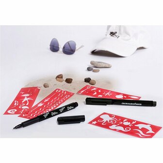 Eberhard Faber EF-559597 Tattoo Marker 2 Stuks + Sjablonen Zwart