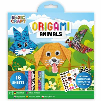 Basic Craft Origami Set Bloemen of Dieren + Stickers Verschillende Uitvoeringen