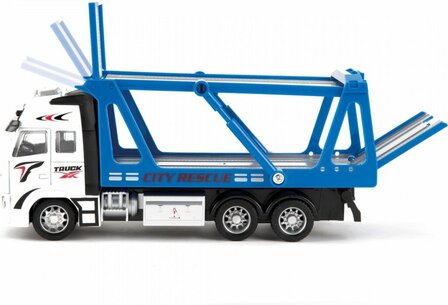 Metal Autotransport Vrachtwagen 1:38 Blauw 12cm