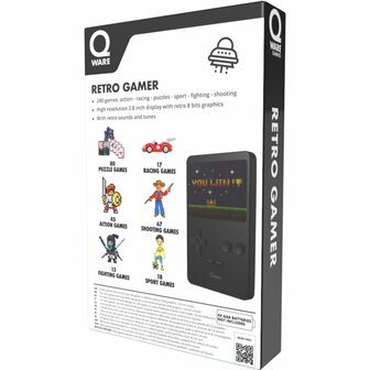 Qware Retro Spelcomputer 240 Games Zwart