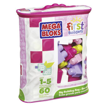 Mega Bloks First Builders Blokkentas 60 Stuks Roze