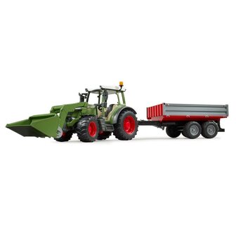 Bruder 02182 Fendt Vario 211 met Voorlader + Zijwandaanhanger