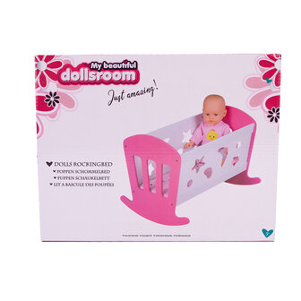 My Beautiful Dollsroom Houten Poppenbed 49x37x35 cm Roze/Wit