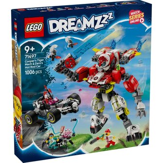 Lego Dreamzzz 71497 Coopers Tijgermecha en Zero&#039;s Hot Rod Auto