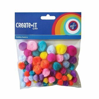 Creat It Bright Mix Pompoms 75 Stuks