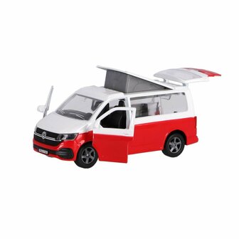 Kids Globe Traffic Die-Cast Volkswagen Transporter Camper 13.5 cm Wit/Rood