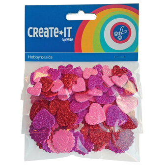 Create It Hobbyset Foam Hartjes Glitter