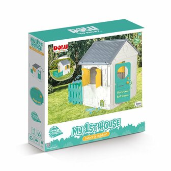 Dolu Speelhuis 122.5x104x156 cm + Geluid Wit/Groen/Grijs/Geel