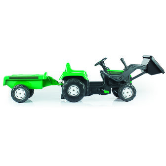 Dolu Pedaal Trekker Graafmachine + Aanhanger Groen