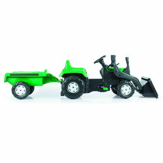 Dolu Pedaal Trekker Graafmachine + Aanhanger Groen