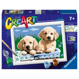 Ravensburger CreArt Schilderen op Nummer Schattige Puppy&#039;s