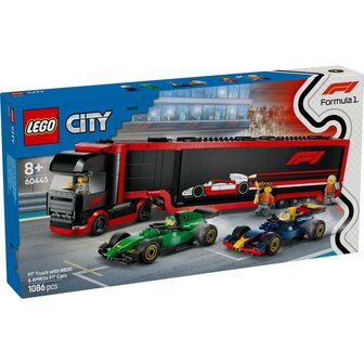 Lego City 60445 F1 Truck met RB20 en AMR24 F1 Auto&#039;s