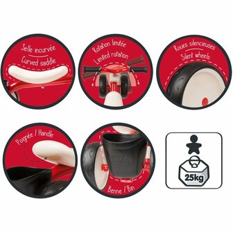 Smoby Rookie Loopfiets Rood/Wit