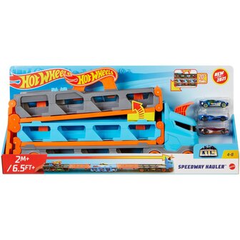 Hot Wheels Speedway Hauler + 3 Auto&#039;s