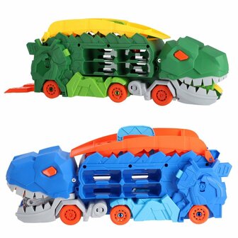 Transporter Dino + 2 Die-Cast Voertuigen Assorti