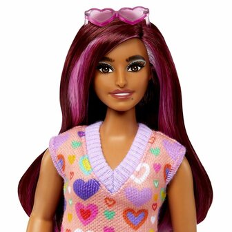Barbie Fashionista Pop Hartjes Jurk Donker Haar