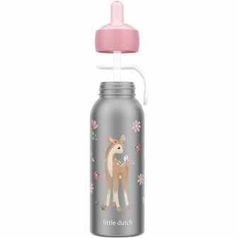 Mepal Little Dutch Fairy Garden Flip-Up Isoleerfles RVS/Roze