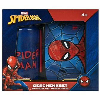 Spiderman Broodtrommel en Drinkfles Rood/Zwart/Blauw
