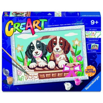 Ravensburger CreArt Schilderen op Nummer Honden in Mandje