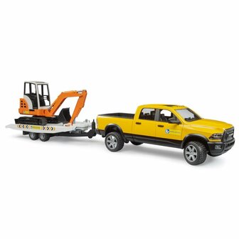 Bruder 02546 Ram 2500 Power Wagen Rental Service met Aanhangwagen + Minibagger