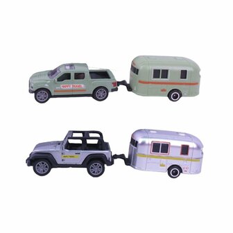 City Car Collection Die-Cast Pick-Up met Trailer 1:50 Assorti