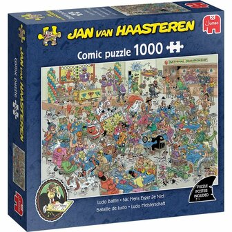 Jumbo Puzzel Jan Van Haasteren NK Mens Erger Je Niet 1000 Stukjes + Poster