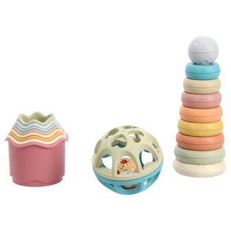 Jipy Bioplastic Giftset Stapeltoren Bad Stapelbekertjes + Speel Ratelbal