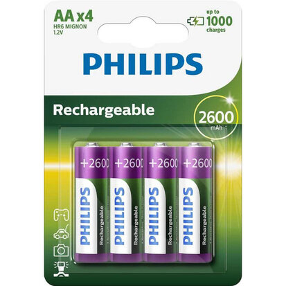 Hobart Eigenwijs schetsen Philips AA Oplaadbare batterijen | 2600 mAh | 4 stuks - 0tot115speelgoed