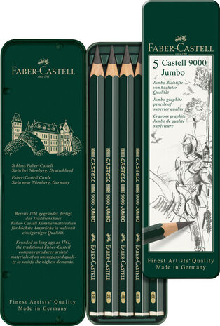 Faber Castell FC-119305 Potlood 9000 Jumbo Etui Met 5 Stuks