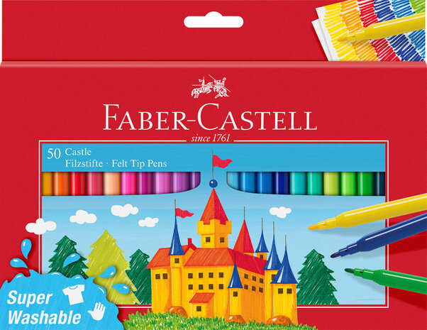 Faber Castell FC-554204-A Viltstiften 50 Stuks + A3 Kangaro Schetsboek 40 Vel
