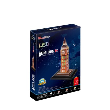 Cubic Fun 3D Puzzel Big Ben + LED Verlichting 28 Stukjes