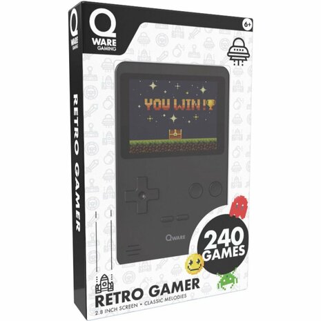 Qware Retro Spelcomputer 240 Games Zwart