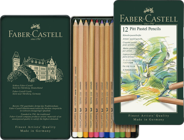 Faber Castell FC-112112 Pastelpotlood Faber-Castell Pitt Metalen Etui A 12 Stuks