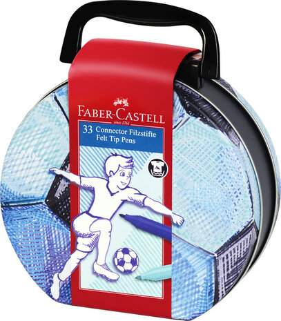 Faber Castell FC-155538 Viltstift Faber-Castell Connector Koffer "voetbal" 33 Stuks