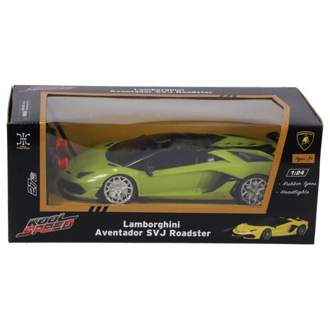 RC Lamborghini Aventador SVJ Roadster 1:24 + Licht Neon Groen