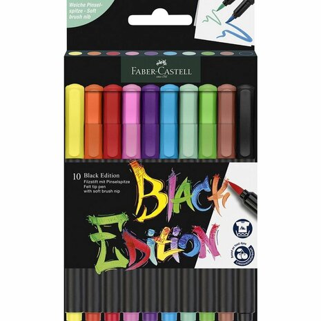 Faber Castell FC-116451 Black Edition Brushpennen 10 Stuks