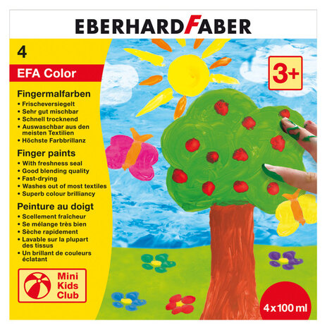 Eberhard Faber EF-578804 Vingerverf 100ml Geel, Rood, Blauw, Groen