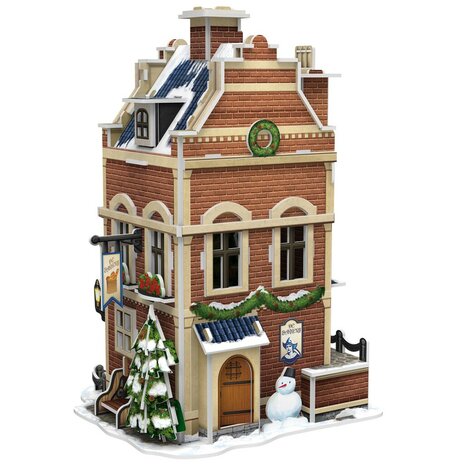 Cubic Fun 3D Puzzel Hollands Huisje Winter Bakkerij + Licht 65 Stukjes