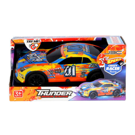 Speed Crazy Racer Thunder Raceauto 20 cm + Licht en Geluid Assorti