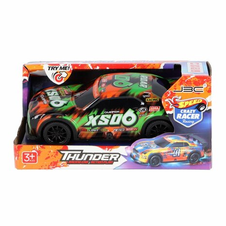 Speed Crazy Racer Thunder Raceauto 20 cm + Licht en Geluid Assorti