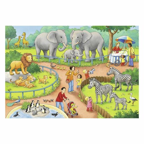 Ravensburger Puzzel Dag in de Dierentuin 2x24 Stukjes