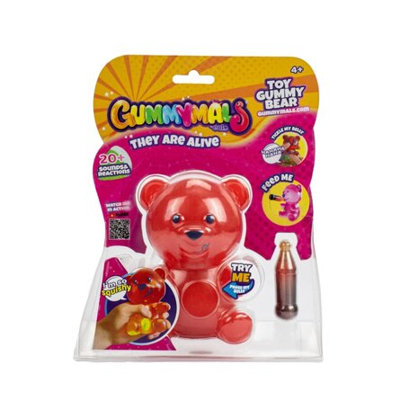 Jiggly Pets Gummymals Gummy Bear 12 cm + Licht en Geluid Rood