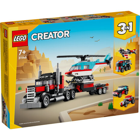 Lego Creator 31146 3in1 Flatbed Truck With Helicopter