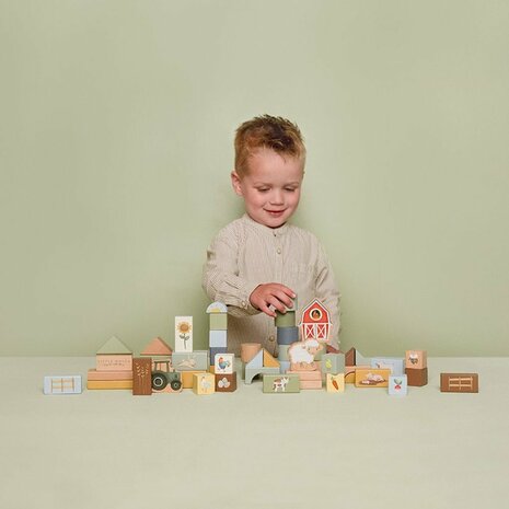 Little Dutch Farm Houten Bouwblokken 50 Stuks